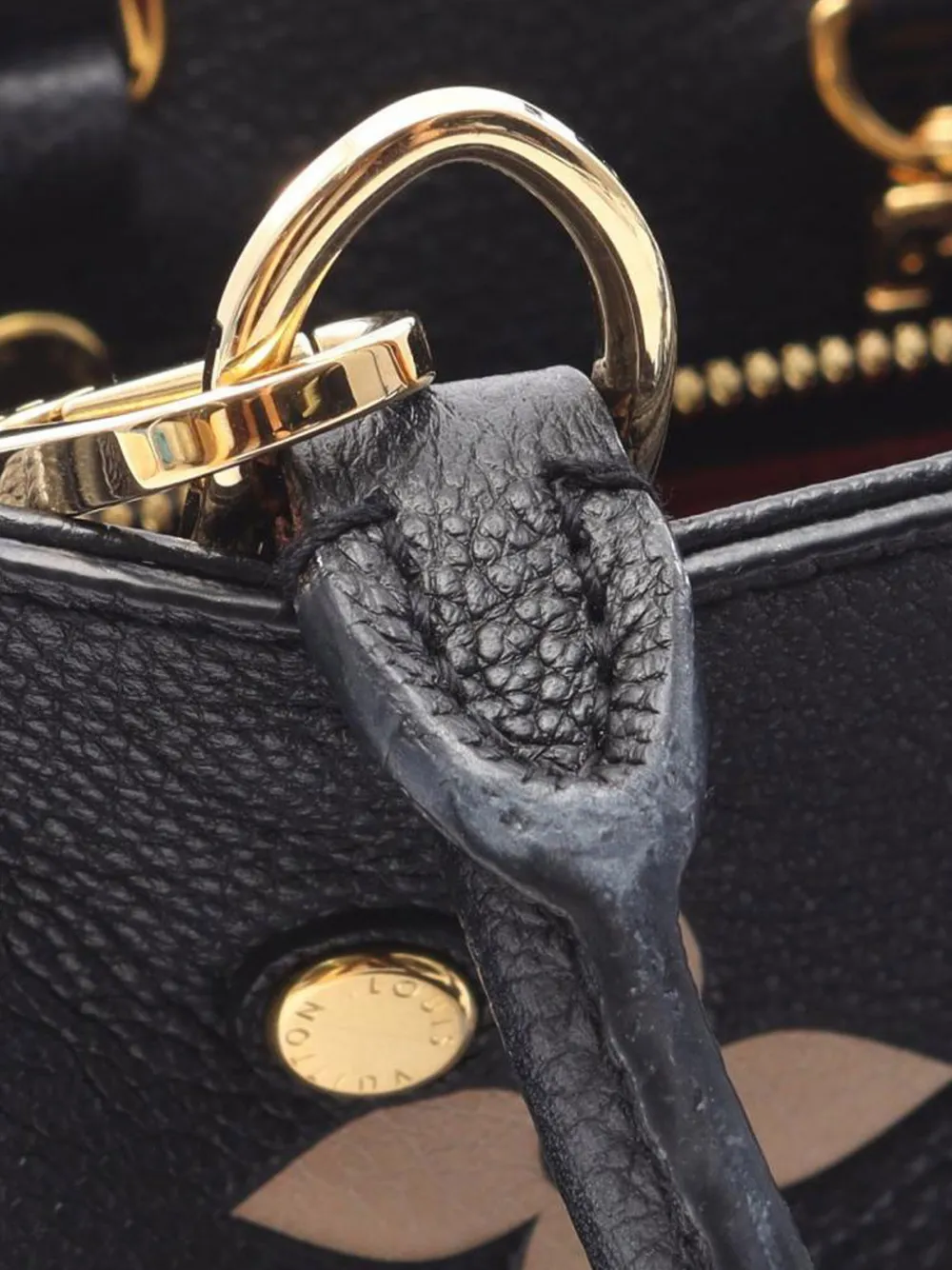 Pre-owned Louis Vuitton 2021 Bicolor Monogram Empreinte Giant Montaigne Bb Satchel In Black
