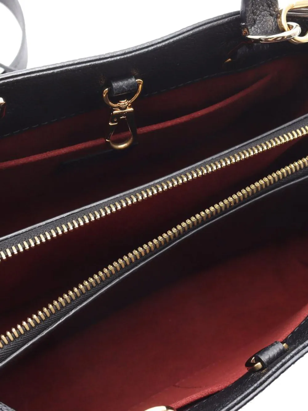 Pre-owned Louis Vuitton 2021 Bicolor Monogram Empreinte Giant Montaigne Bb Satchel In Black