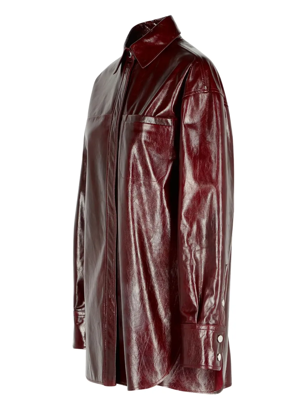 Sportmax Borel Oversize Burgundy Nappa Leather Shirt In Burgundy