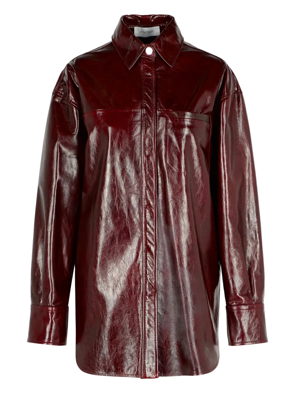 Sportmax Borel Oversize Burgundy Nappa Leather Shirt In Burgundy