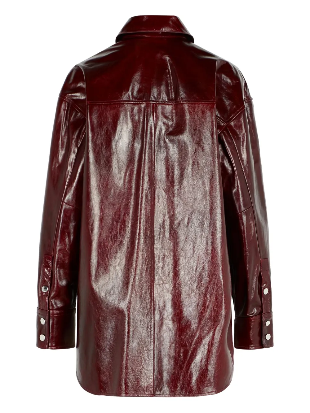 Sportmax Borel Oversize Burgundy Nappa Leather Shirt In Burgundy