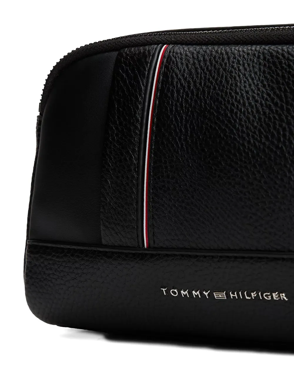 Tommy Hilfiger Stripe Zip Wash Bag In Black