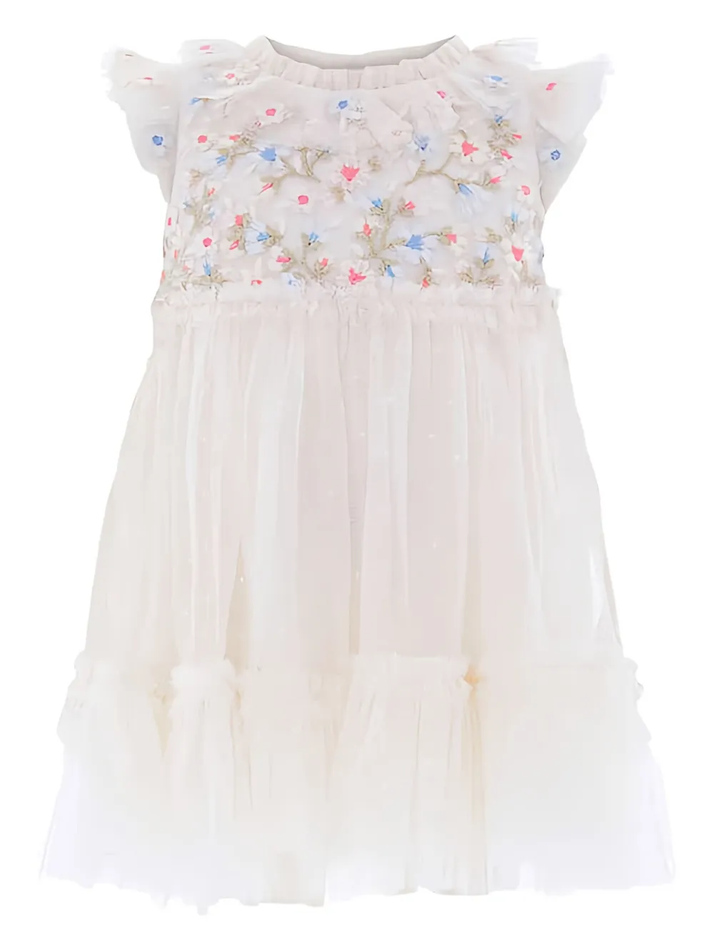 NEEDLE & THREAD KIDS floral ruffled dress - Neutrals