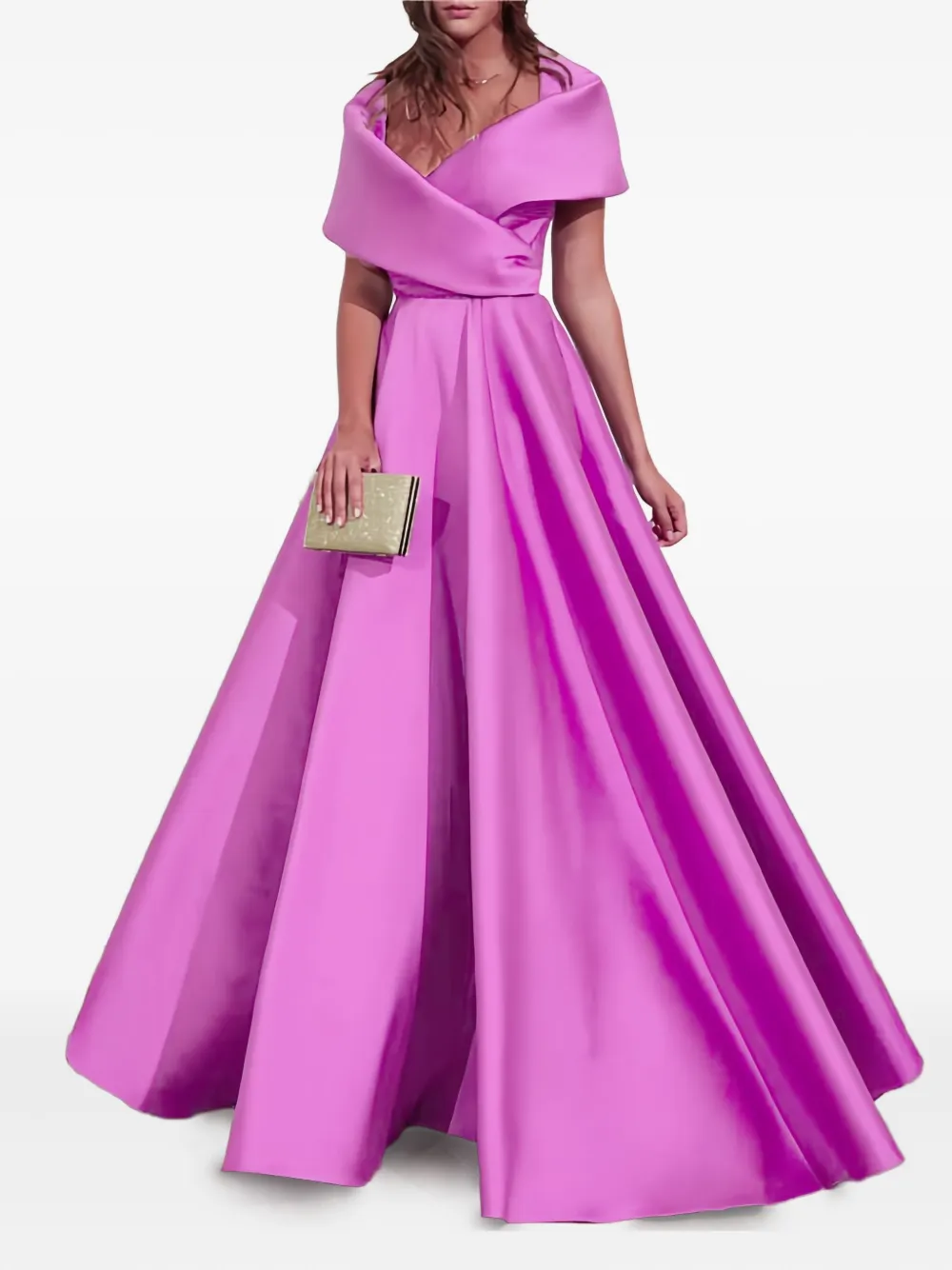 Rhea Costa robe Rima Mikado à design drapé | violet | Image 1