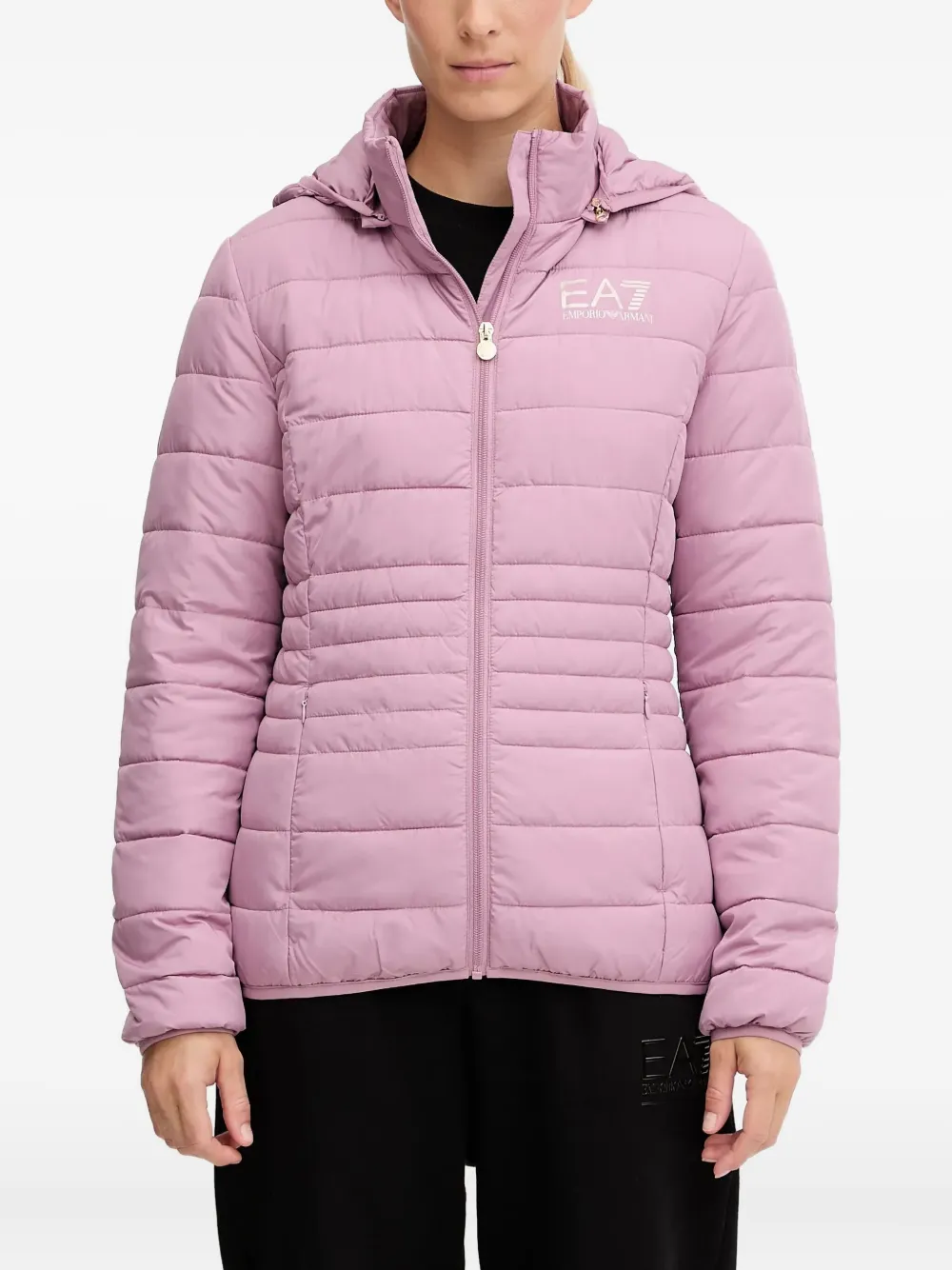 Ea7 Zip-fastening Padded Jacket In Pink