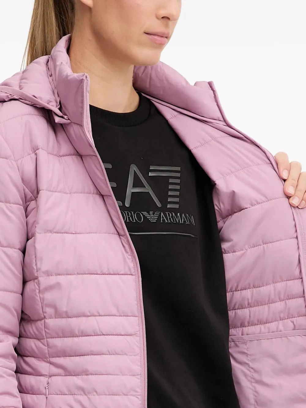 Ea7 Zip-fastening Padded Jacket In Pink