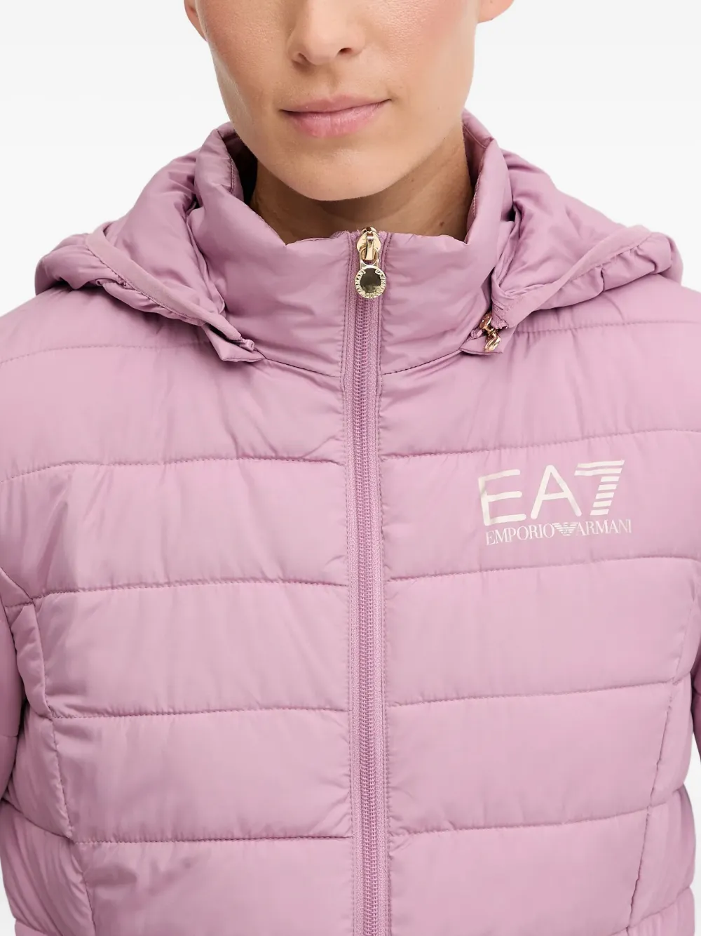 Ea7 Zip-fastening Padded Jacket In Pink