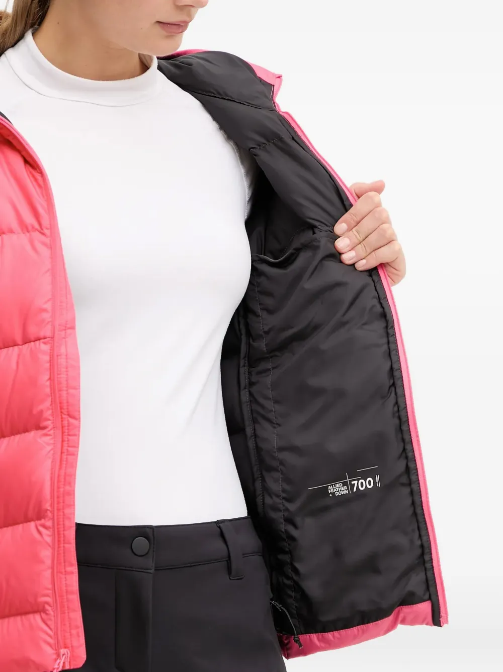 Jack Wolfskin Ather Down Hooded Quilted Performance Jacket In Pink