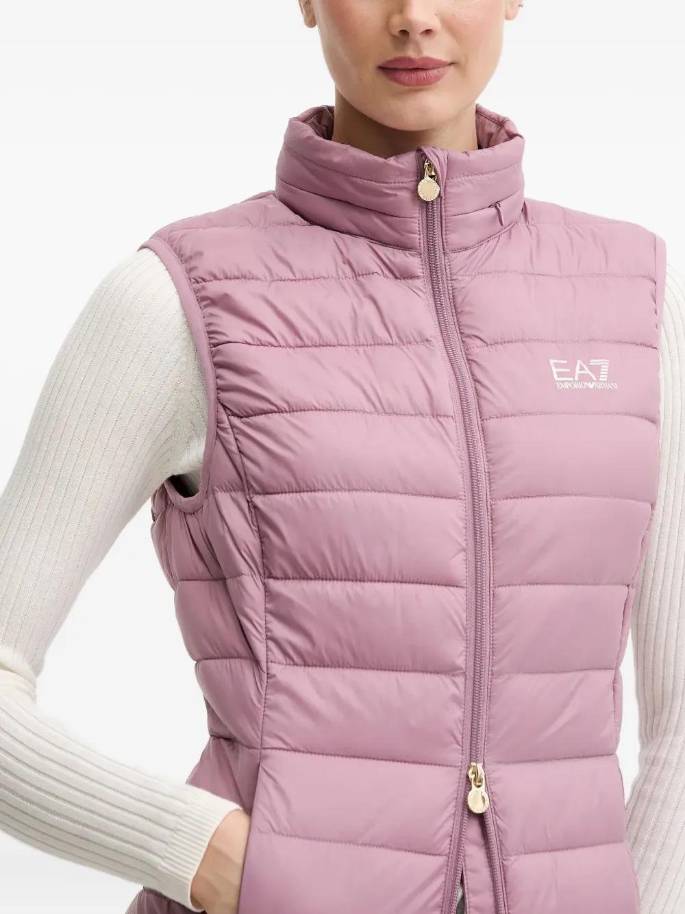 Ea7 Logo-detail Padded Gilet In Pink