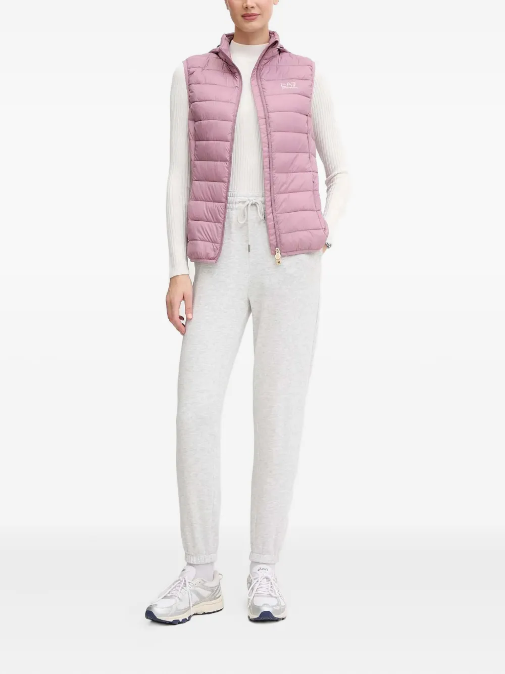 Ea7 Logo-detail Padded Gilet In Pink
