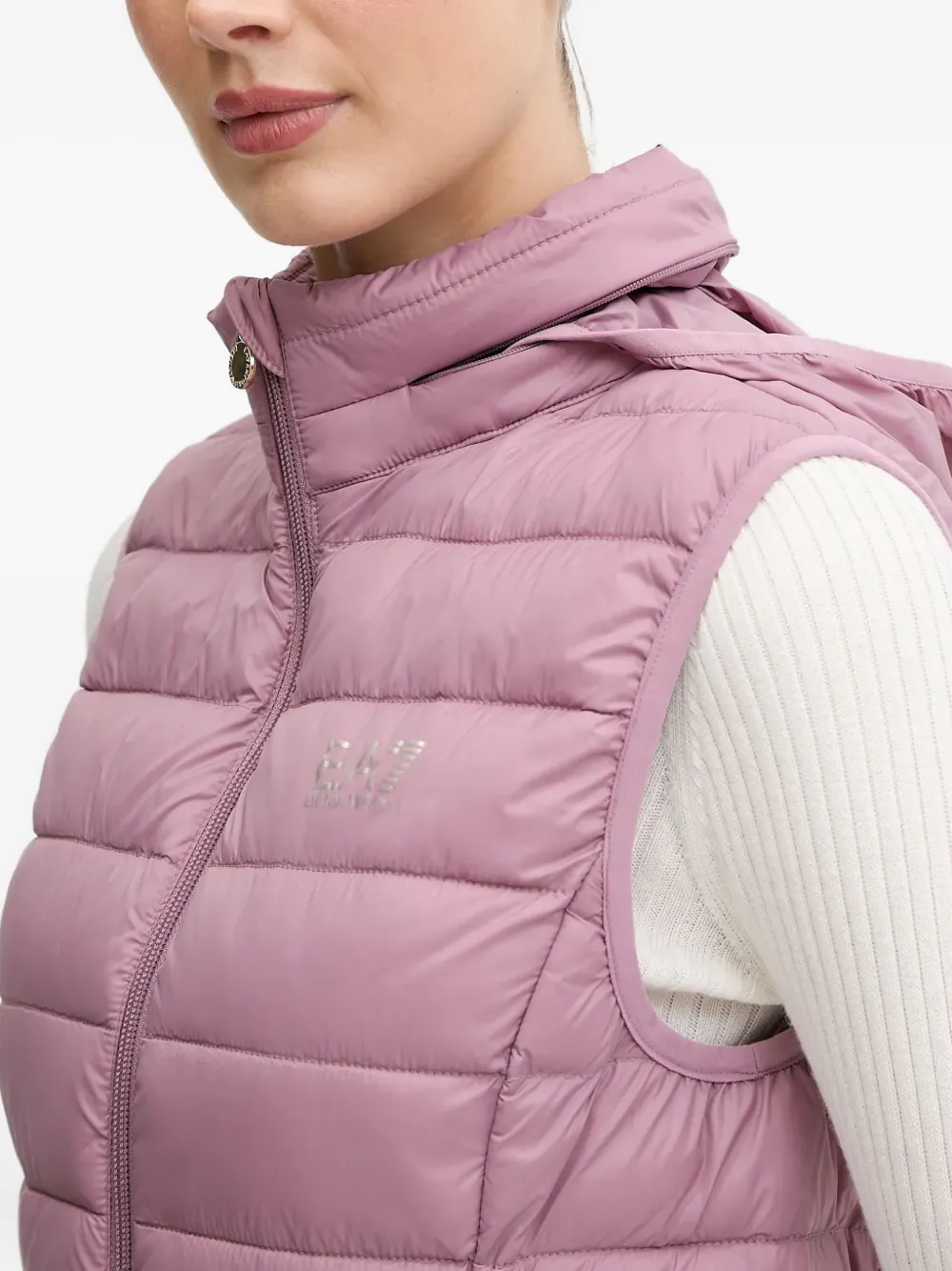 Ea7 Logo-detail Padded Gilet In Pink
