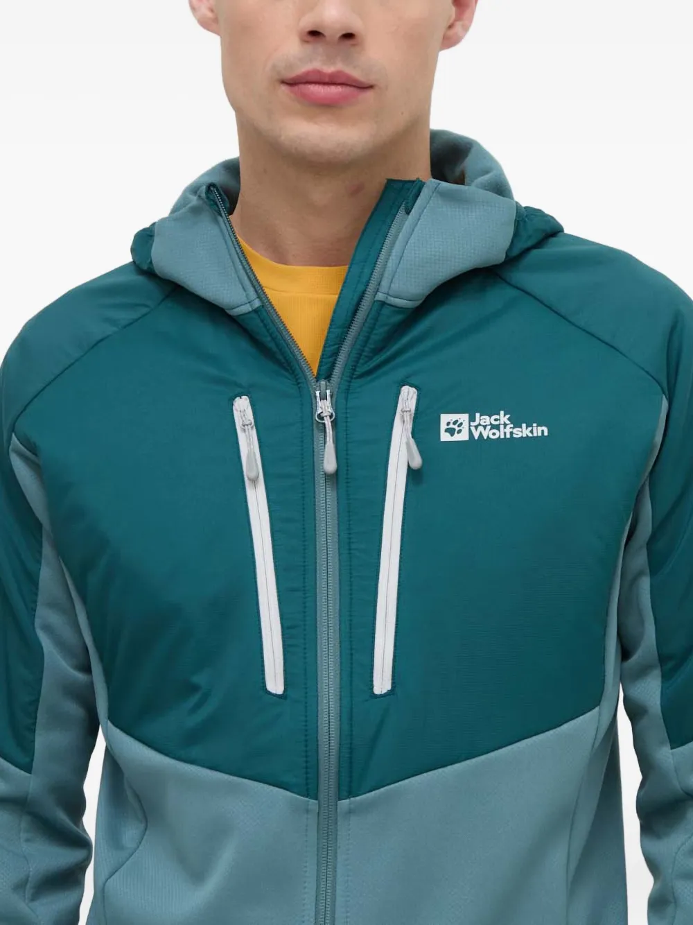 JACK WOLFSKIN Trainingsjack met ritssluiting en capuchon Blauw