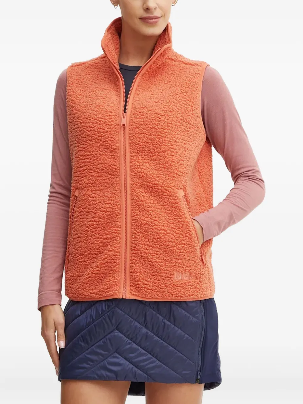 Jack Wolfskin Logo-embroidery Fleece Vest In Orange