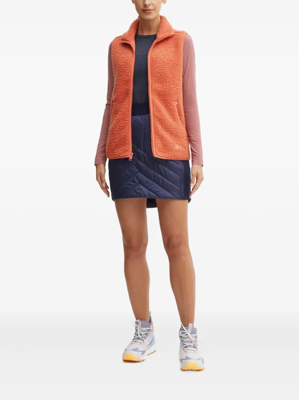 Jack Wolfskin Logo-embroidery Fleece Vest In Orange