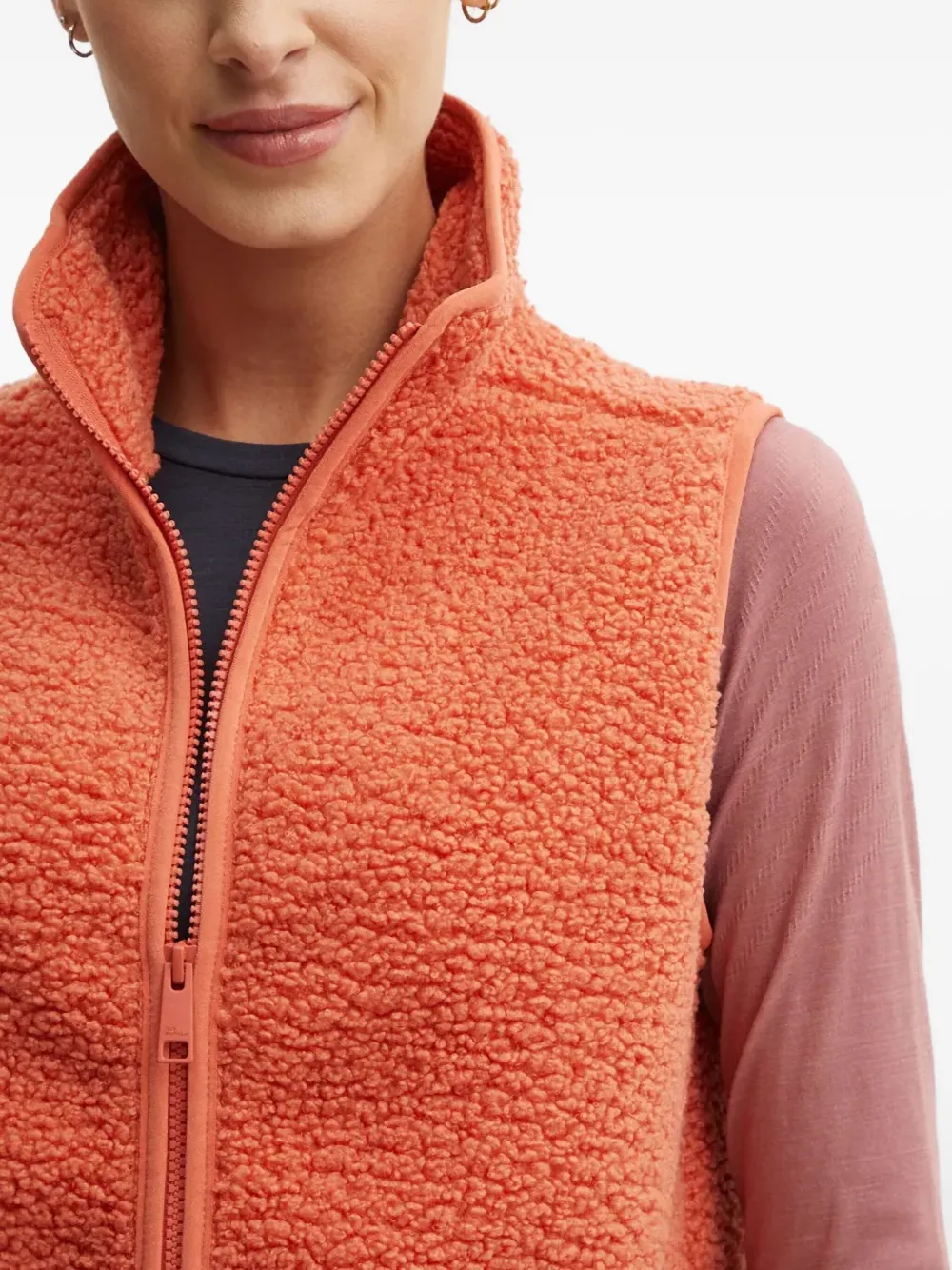 Jack Wolfskin Logo-embroidery Fleece Vest In Orange