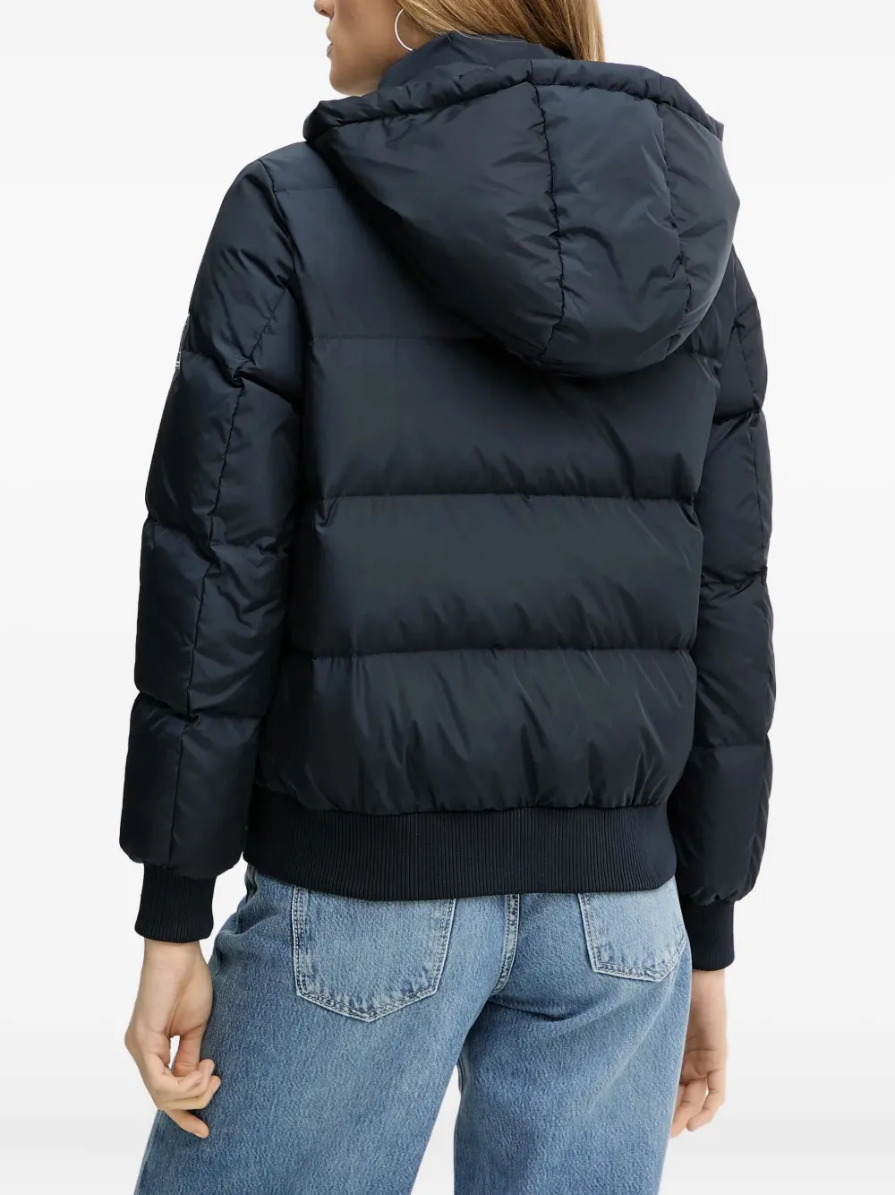 Armani Exchange Hooded Down Jacket In Blue