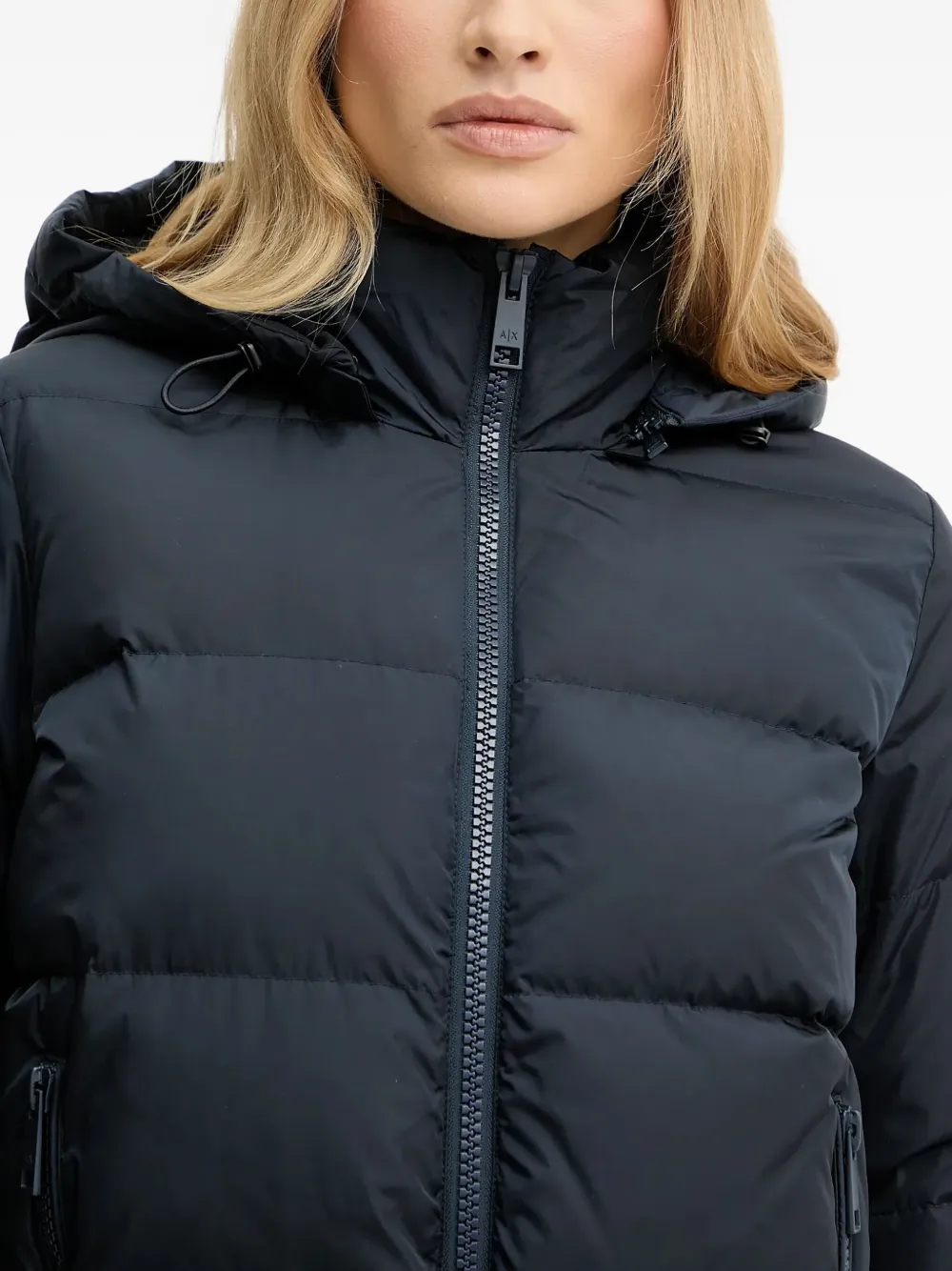 Armani Exchange Hooded Down Jacket In Blue