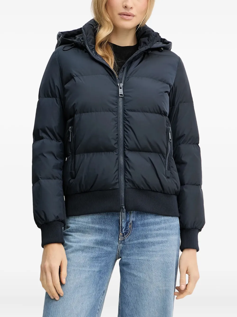 Armani Exchange hooded down jacket - ブルー Armani Exchange hooded down jacket - ブルー