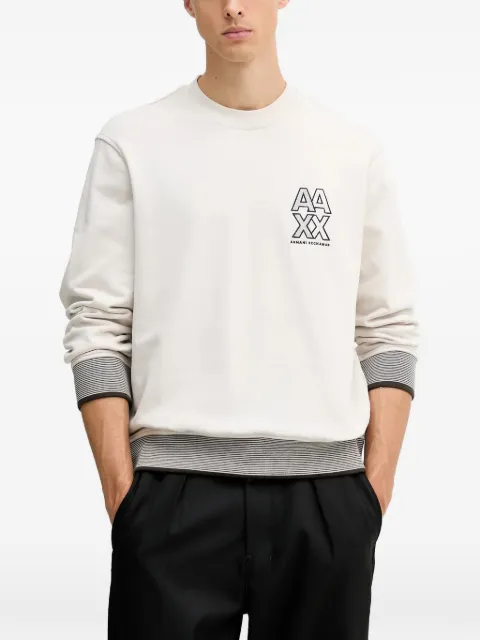 Armani Exchange logo-embroidered striped sweatshirt