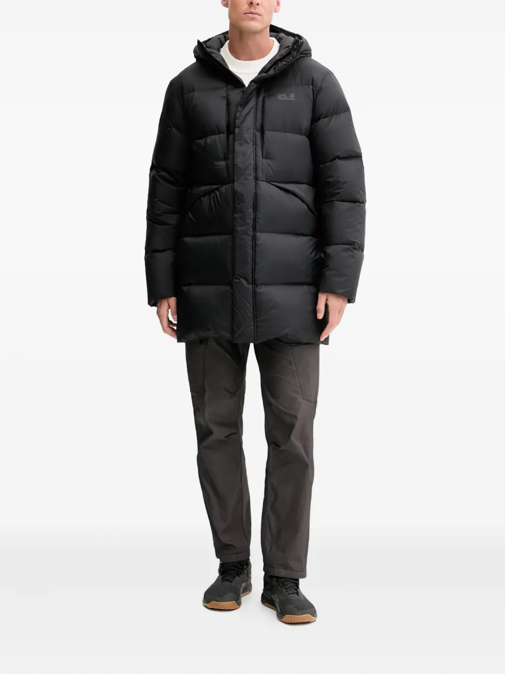 JACK WOLFSKIN Icy Hill gewatteerd jack met capuchon Zwart