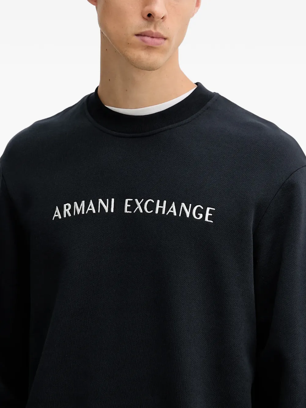 Armani Exchange Sweater met logodetail en lange mouwen Blauw