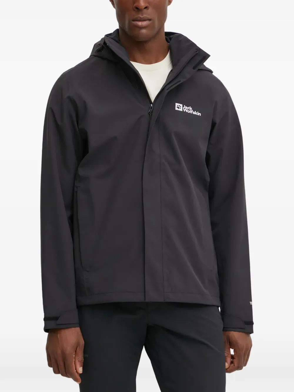 JACK WOLFSKIN logo hooded performance jacket - Nero