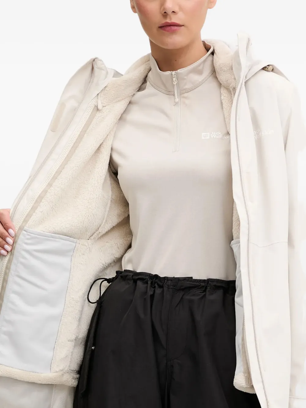 JACK WOLFSKIN Rotwand trainingsjack met capuchon en ritssluiting Beige