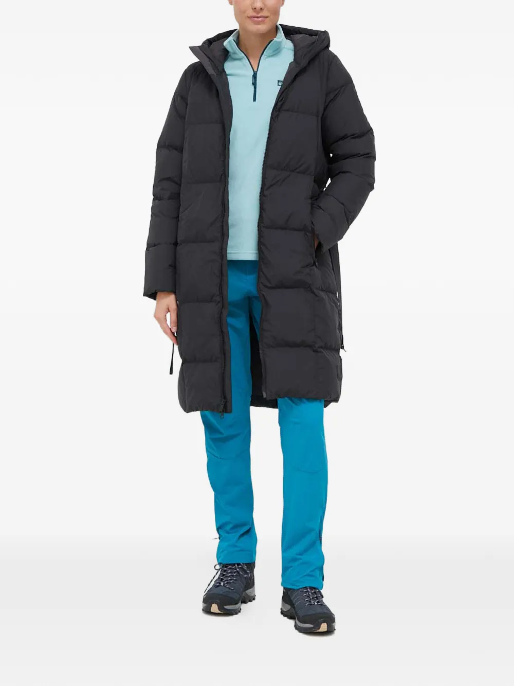  Jack Wolfskin Frozen Lake Hooded Belted Coat - Black 
