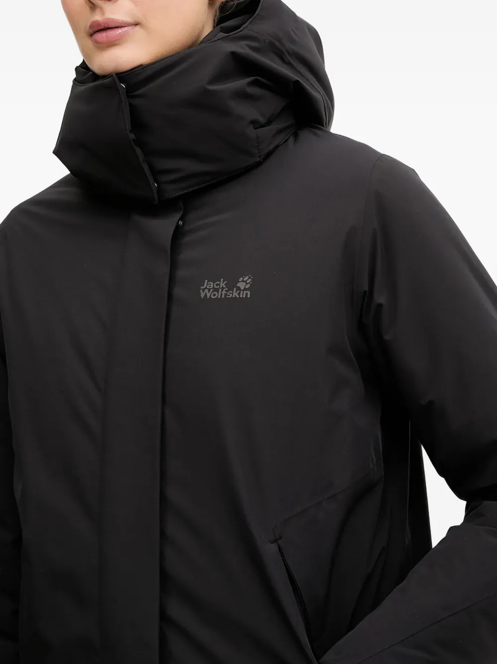 Jack Wolfskin Hooded Zip-up Jacket In Black