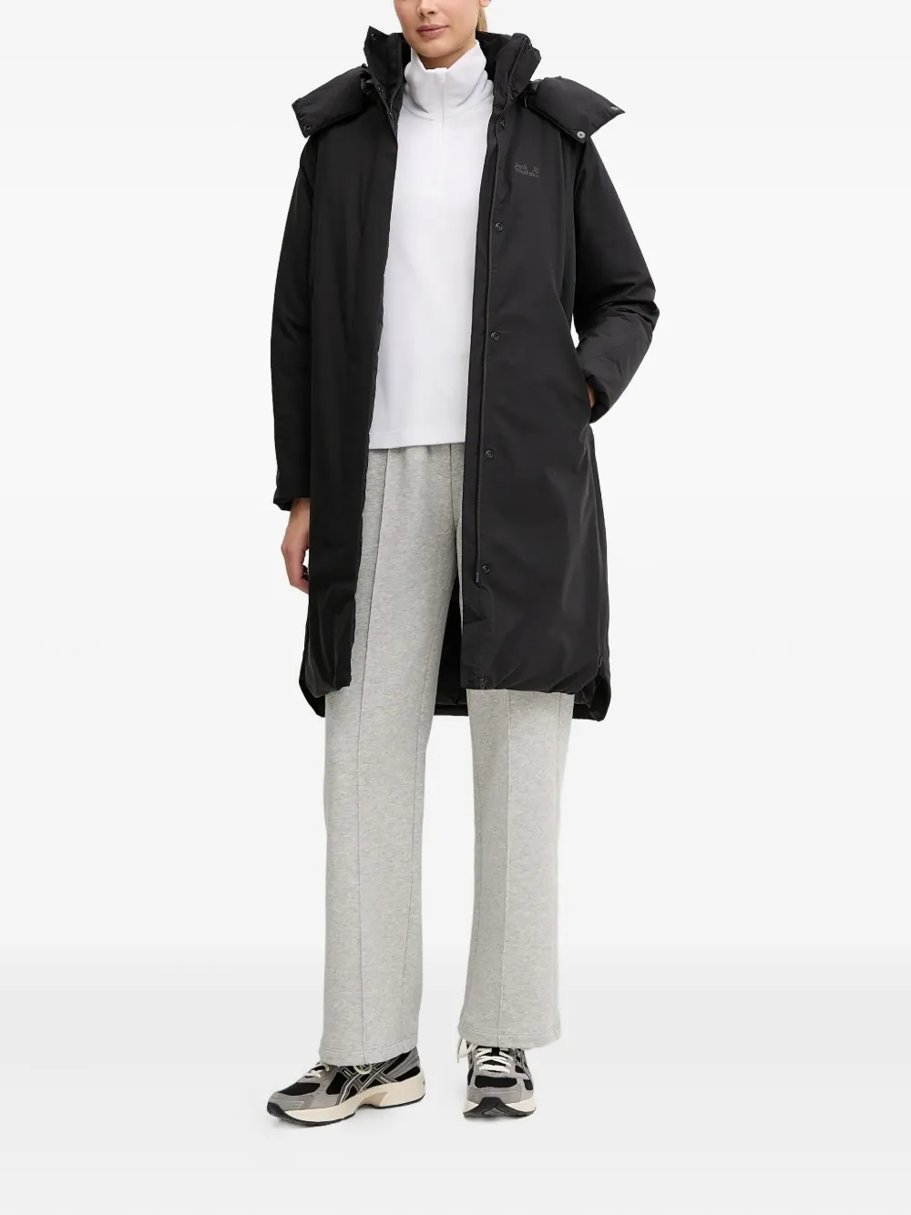 Jack Wolfskin Hooded Zip-up Jacket In Black