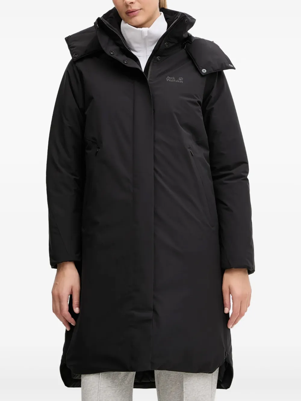 Jack Wolfskin Hooded Zip-up Jacket In Black