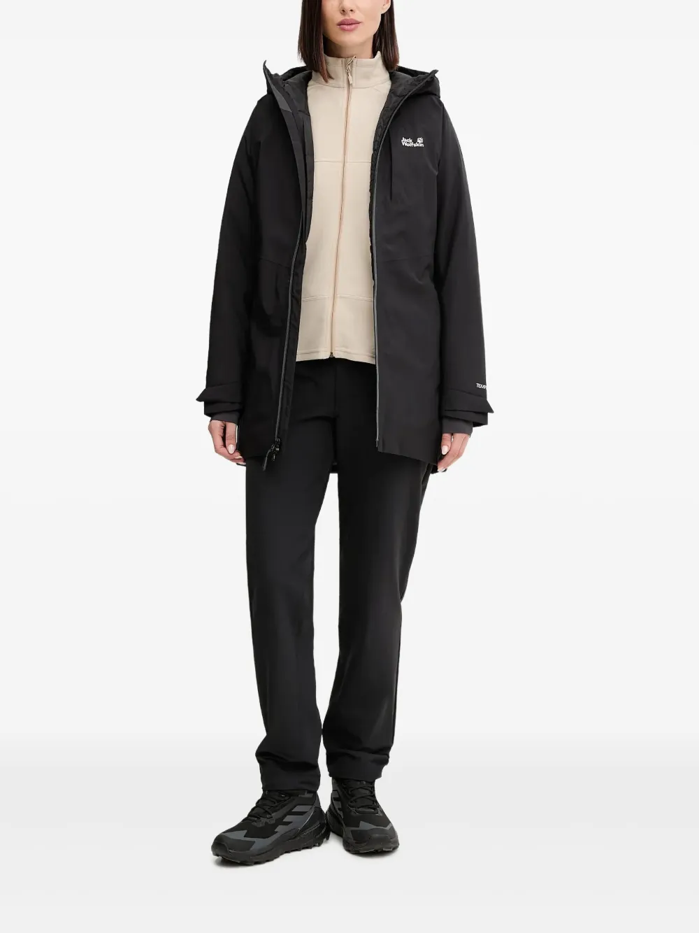 JACK WOLFSKIN Trainingsjack met ritssluiting en capuchon - Zwart