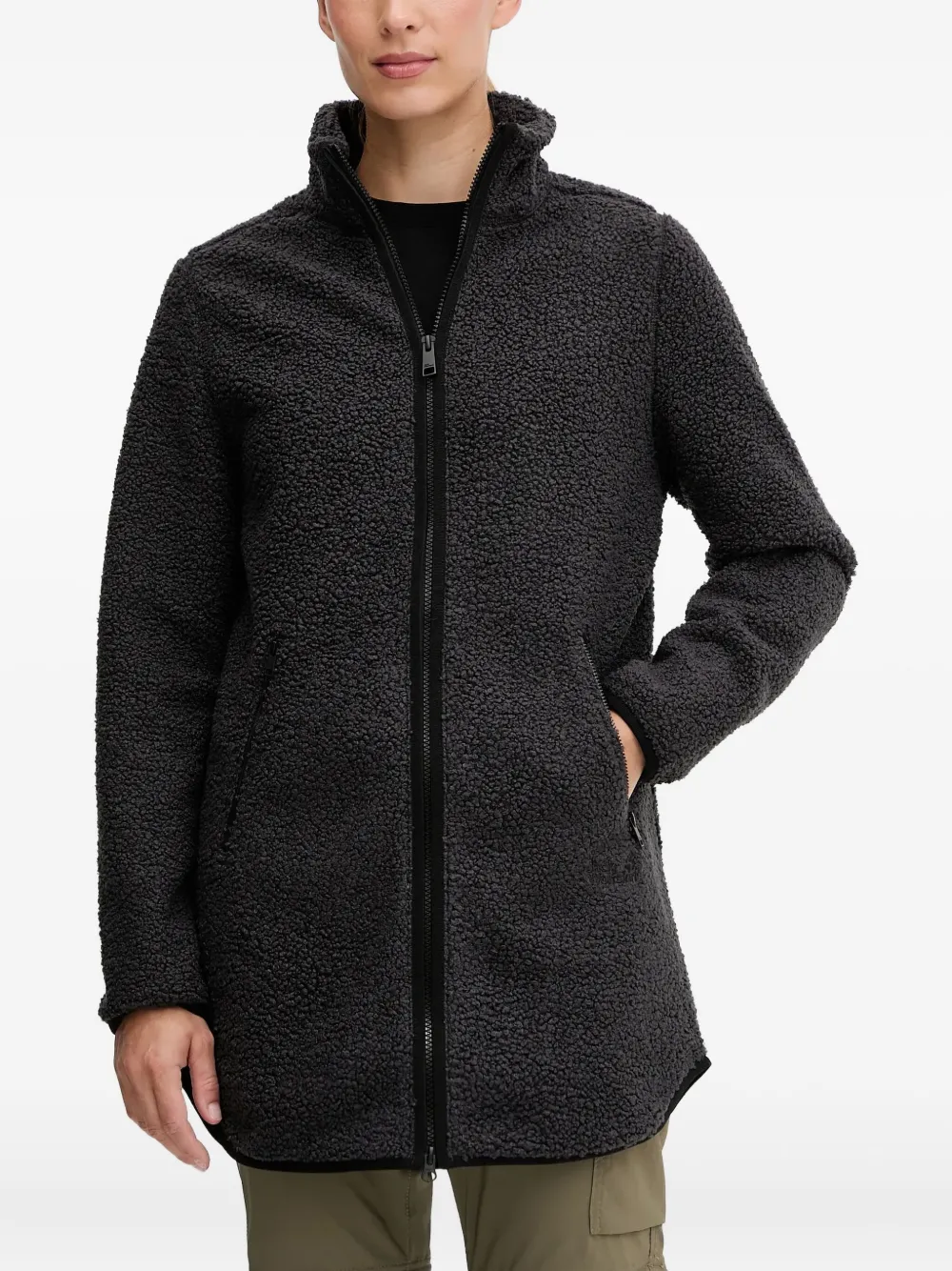 Jack Wolfskin High Curl Zip-fastening Coat In Gray