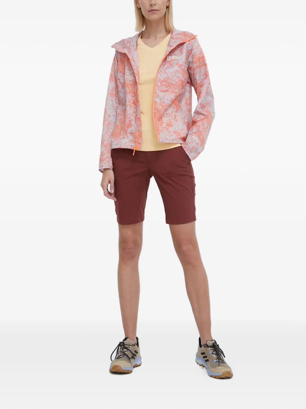  Jack Wolfskin Prelight Hooded Printed Jacket - Orange 