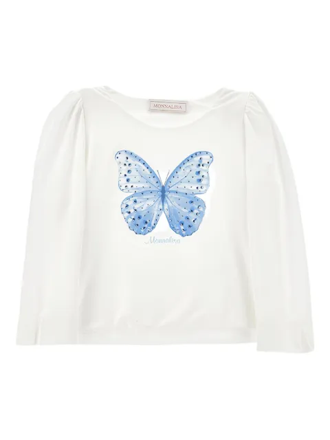 Monnalisa 버터플라이 퍼프 소매 티셔츠