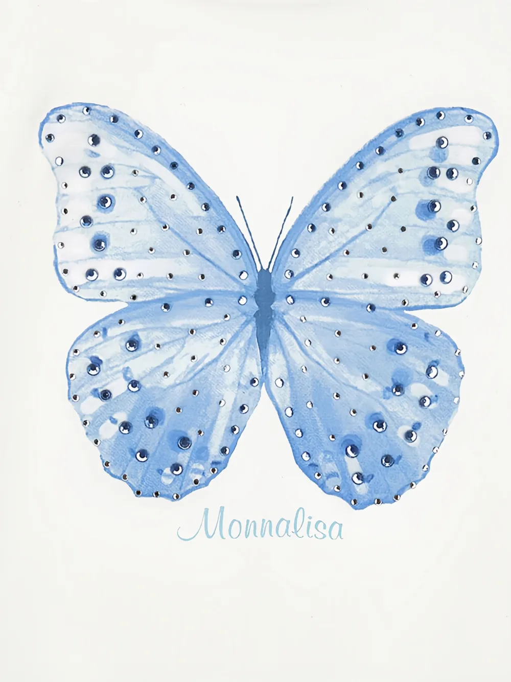 Monnalisa T-shirt met pofmouwen en vlinder Wit