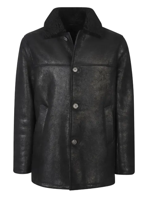 Stewart shearling collar leather jacket