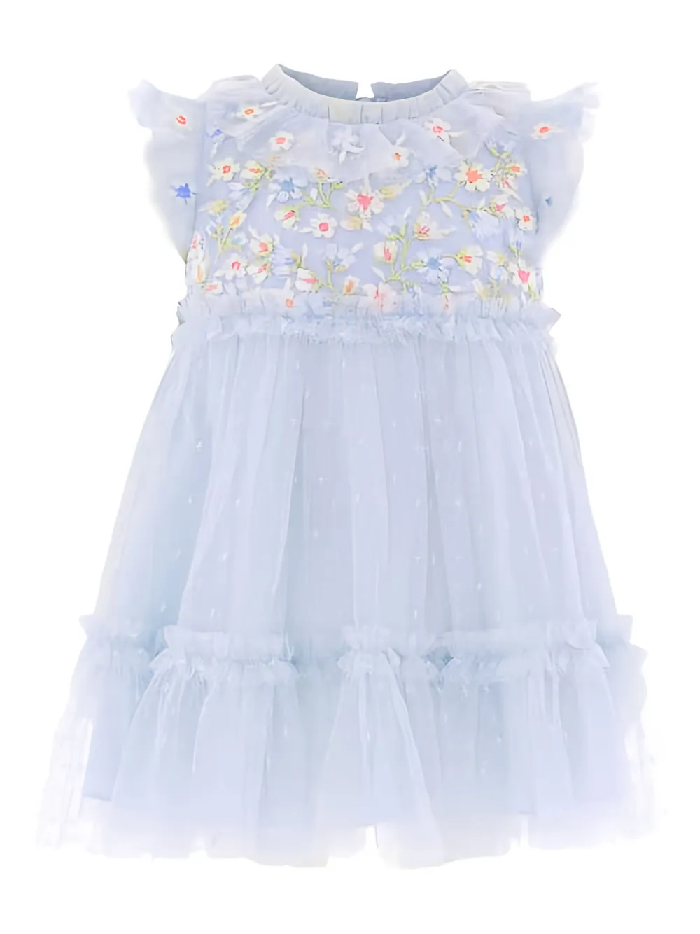 NEEDLE & THREAD KIDS Abito a fiori con ruches - Blu