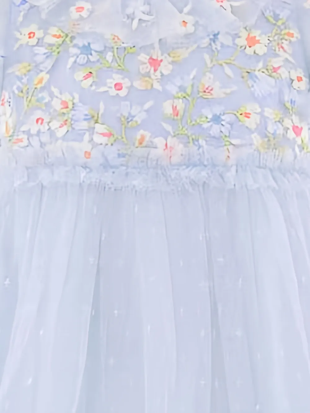 NEEDLE & THREAD KIDS Jurk met ruches en bloemenprint - Blauw