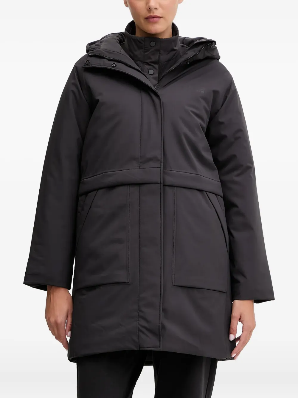 Jack Wolfskin Wintertide Hooded Coat In Black