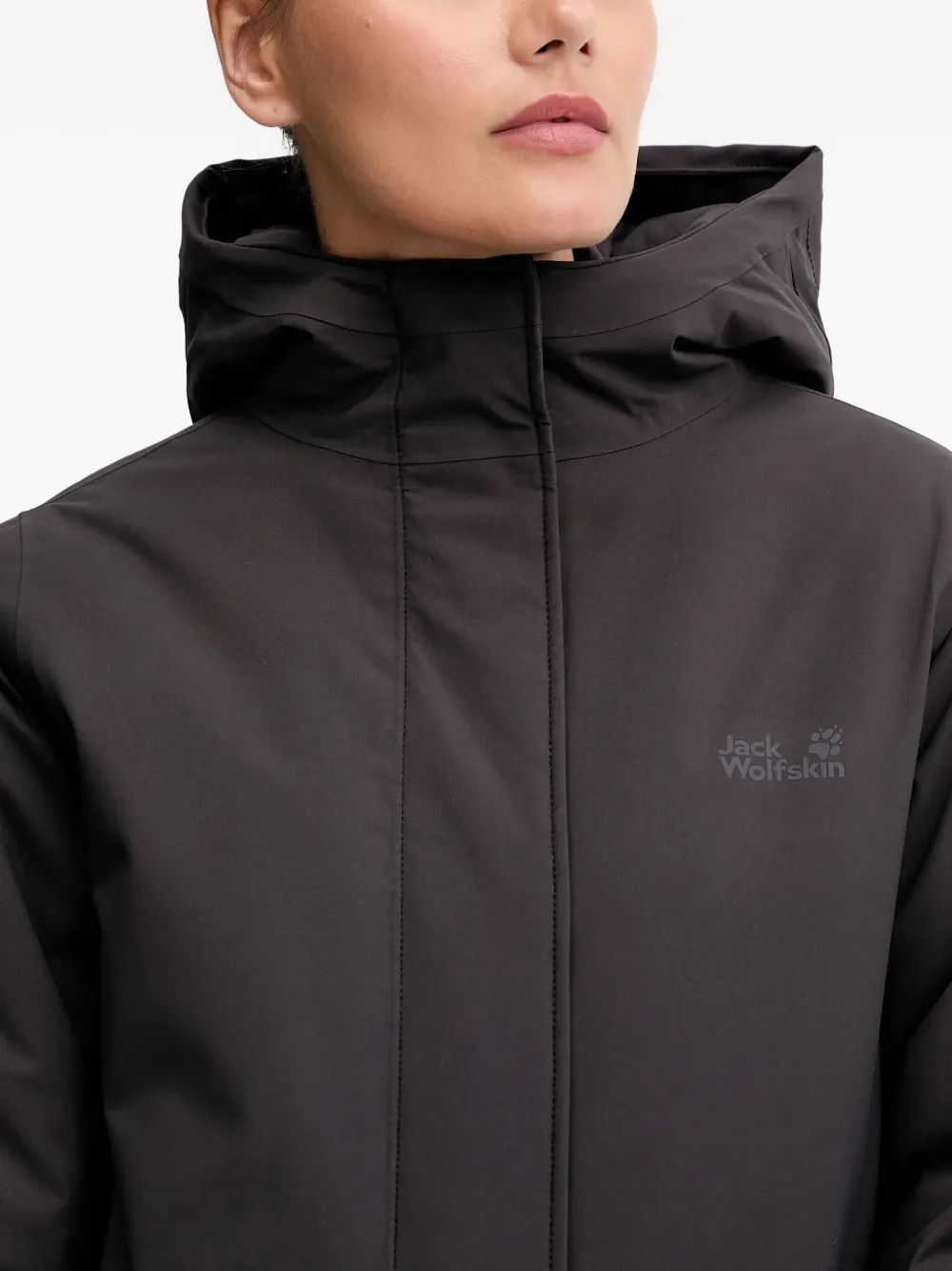 Jack Wolfskin Wintertide Hooded Coat In Black