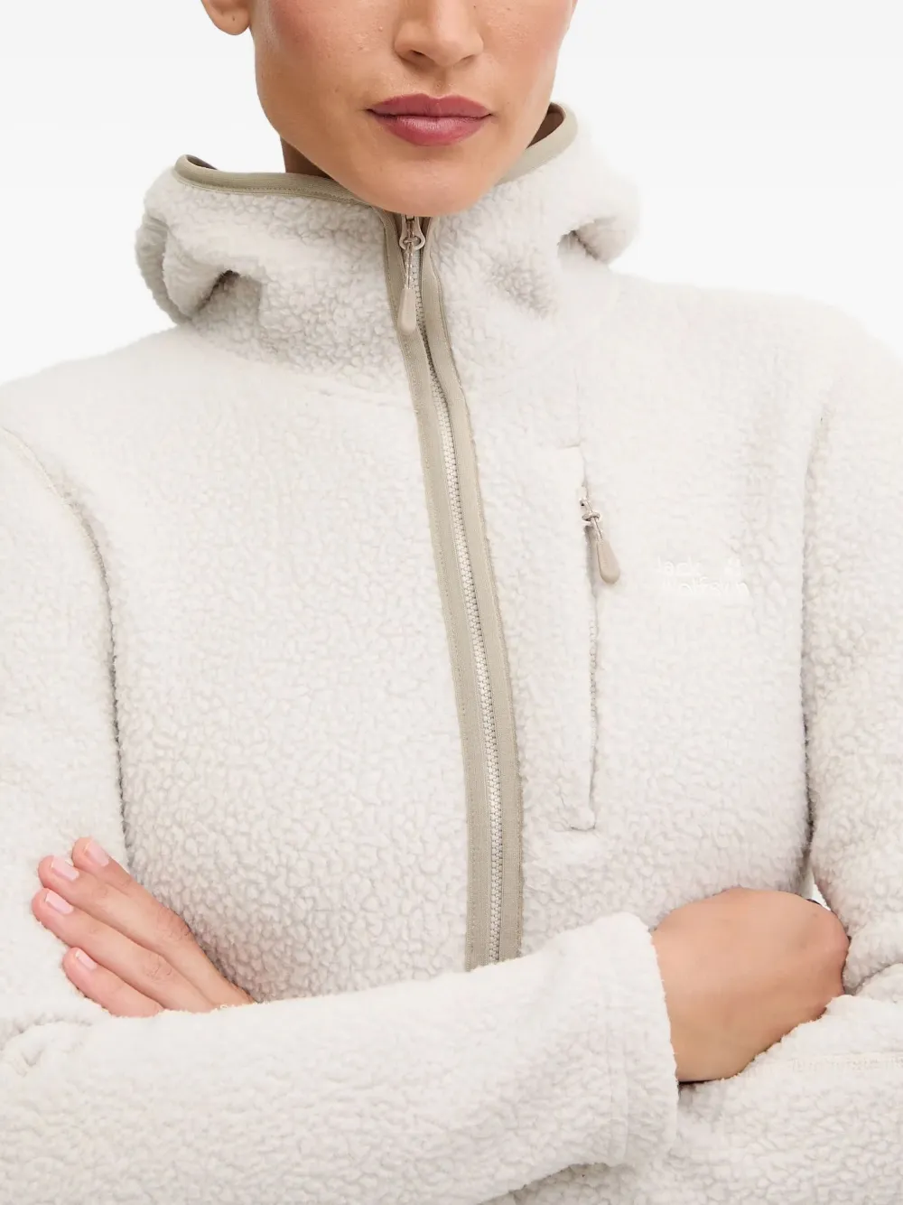 Jack Wolfskin Hooded Zip Sweatershirt In Neutral