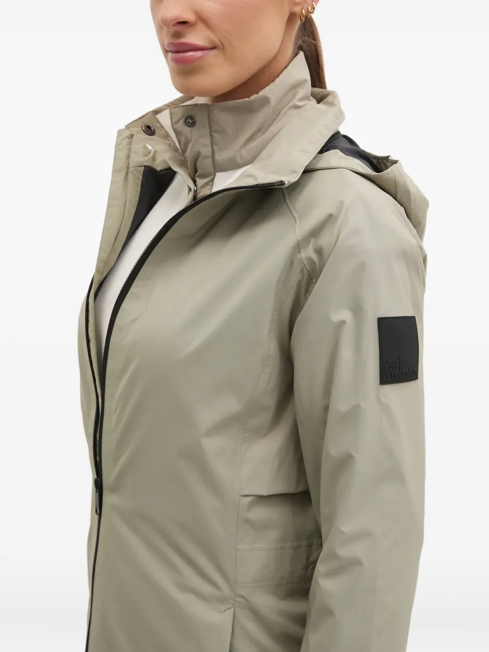 Jack Wolfskin Wellsee Hooded Trench Coat In Gray