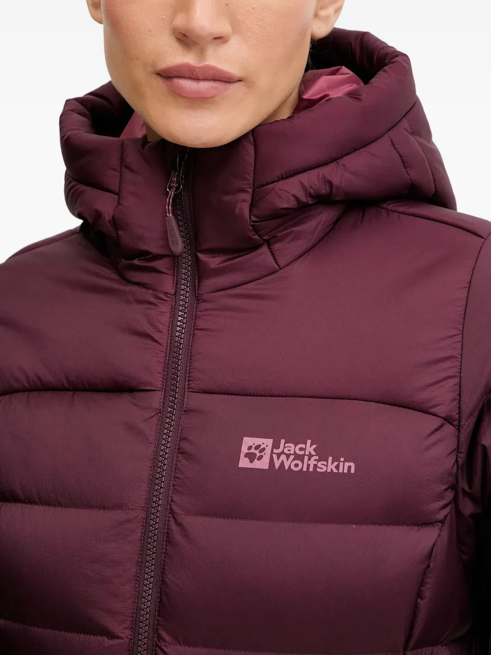 JACK WOLFSKIN Nebelhorn Down gewatteerd trainingsjack met capuchon Paars