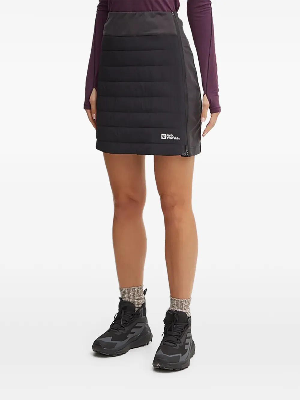 Jack Wolfskin Alpspitze Quilted Mini Skirt In Black