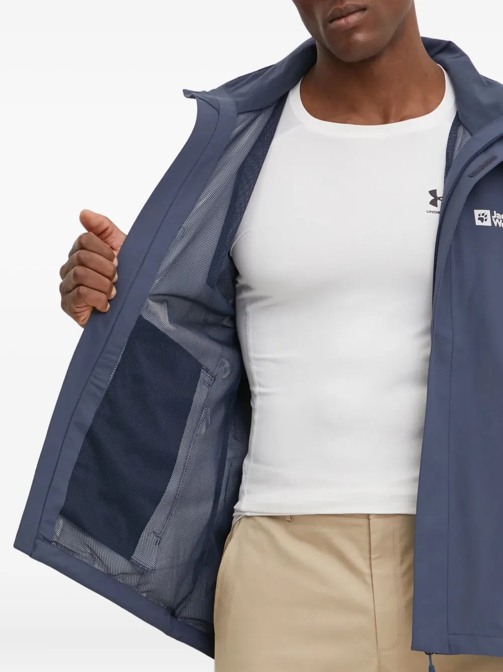 JACK WOLFSKIN Trailtime trainingsjack met capuchon en ritssluiting Blauw