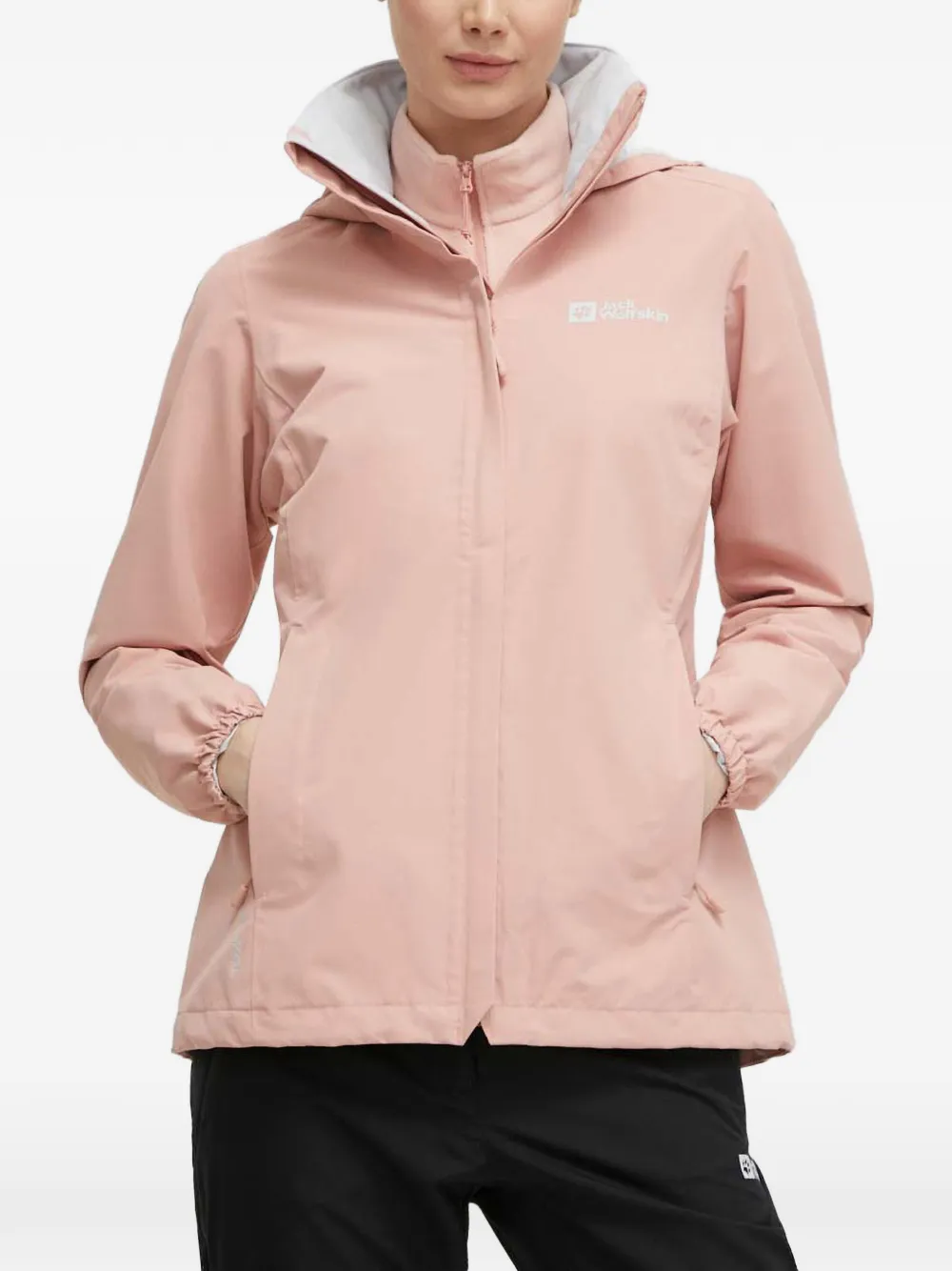 JACK WOLFSKIN zip hooded rain jacket - Rosa
