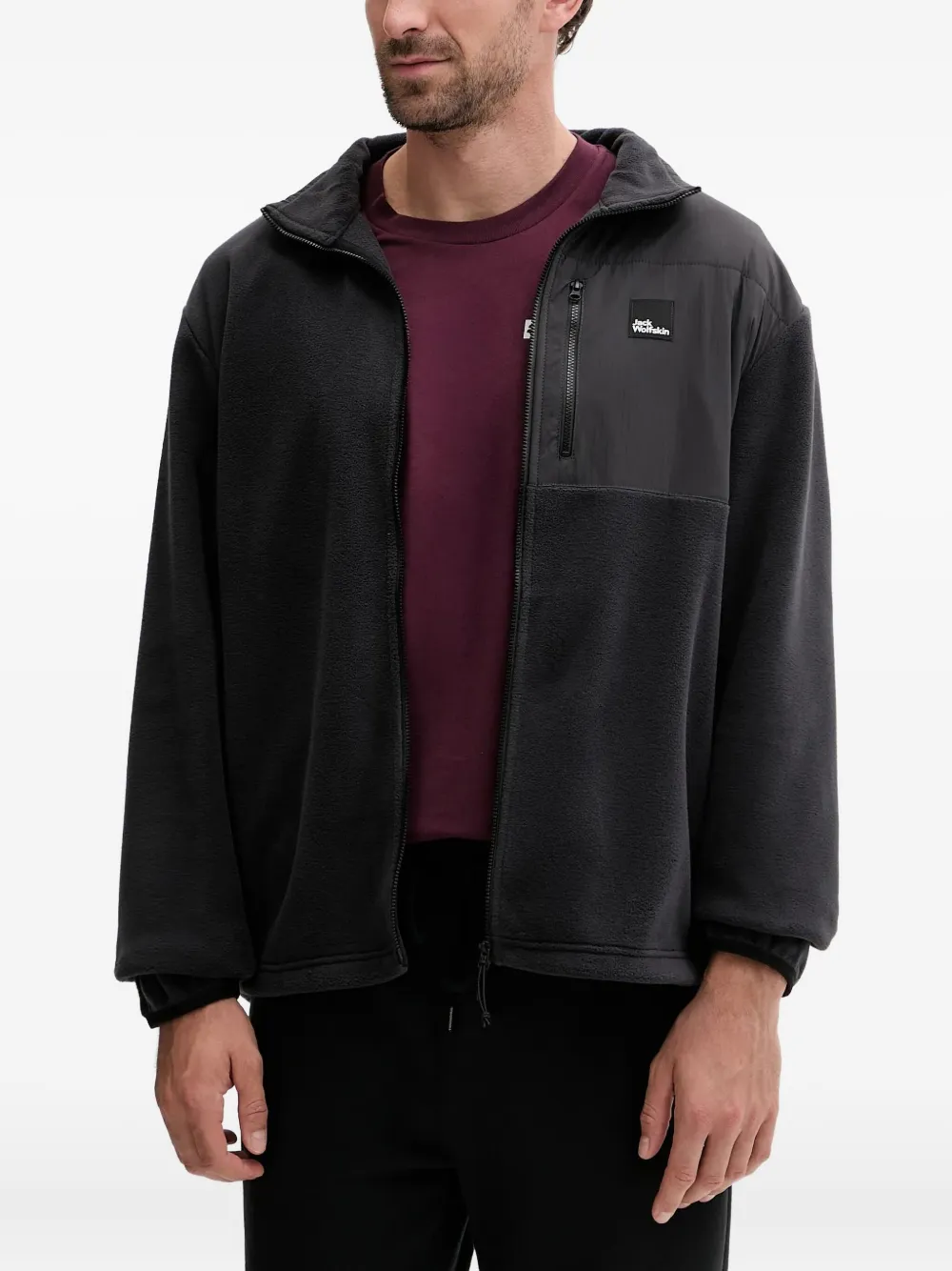 JACK WOLFSKIN sudadera con parche del logo y cierre | negro | Image 1