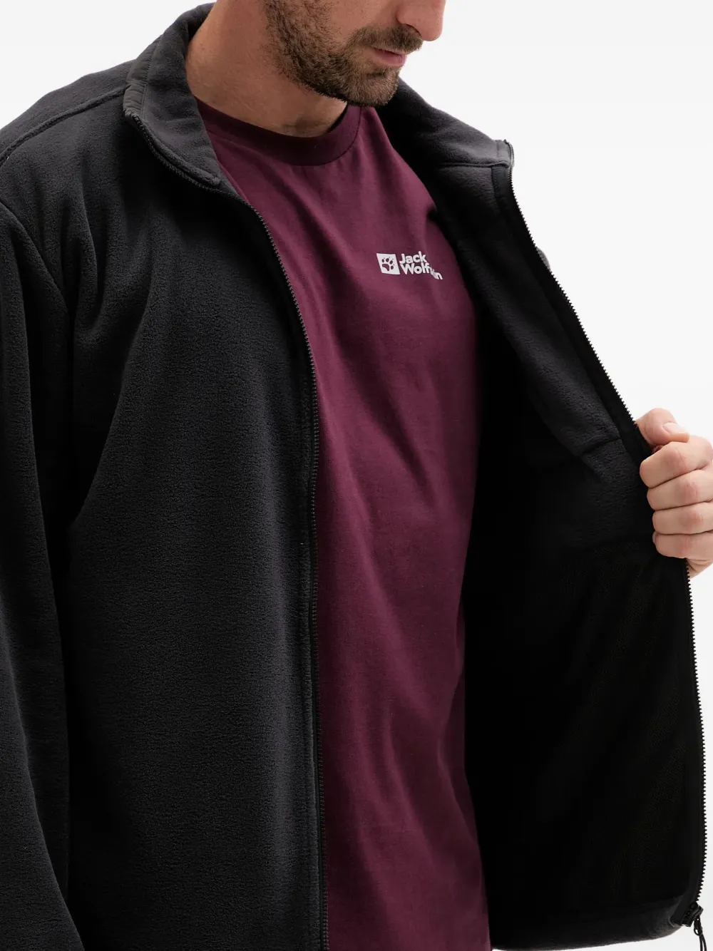 JACK WOLFSKIN Sweater met logopatch en rits Zwart