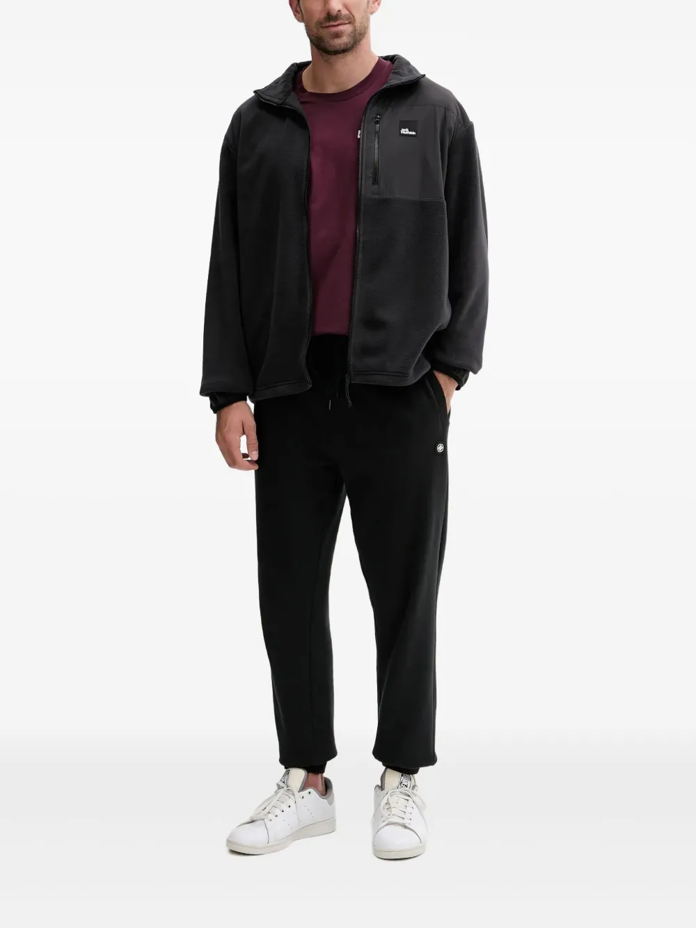 JACK WOLFSKIN Sweater met logopatch en rits - Zwart